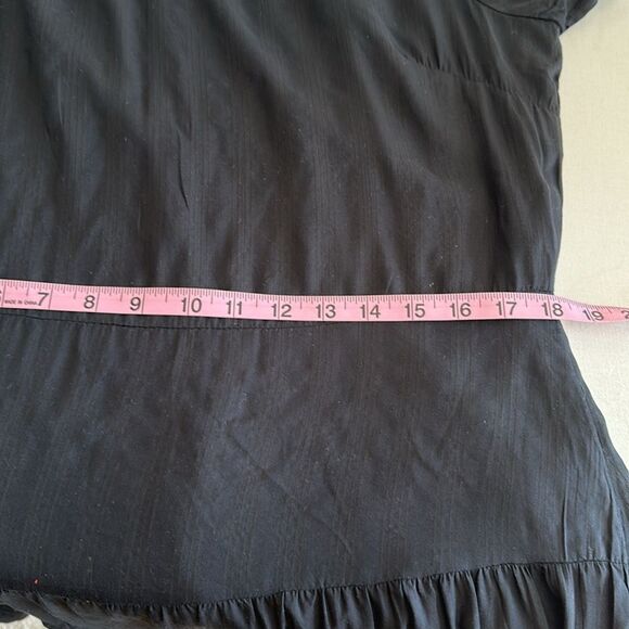 NWT LOFT Women’s Puff Sleeve Fit & Flare Mini Dress with Tiered Skirt Black  12 - Picture 7 of 14